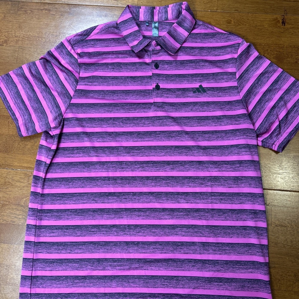 Adidas Polo Shirt Men's Size Large Golf Pink Purple